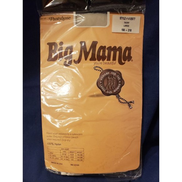 Vintage Big Mama Pantyhose Plus Size Hosiery Ivory Large L new in packaging - Picture 1 of 6